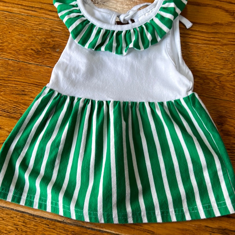 Southern Tots infants dress.  Green and white stripes. Size 18 months.
